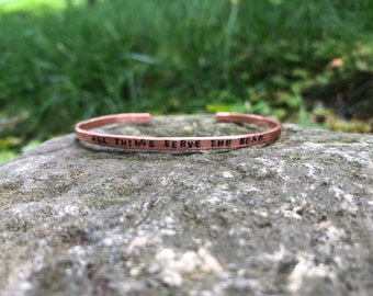 All Things Serve The Beam" - Dark Tower Copper Cuff Bracelet, Stephen King, Hand-Stamped, Mystical Jewelry