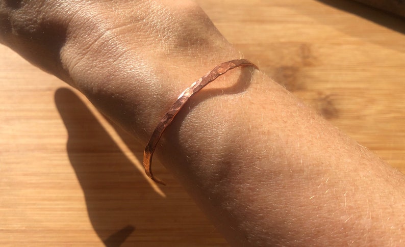 Raw & Natural: Handmade Hammered Copper Stacking Bracelet Cuff Hand Forged Copper Jewelry image 2