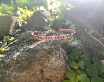 Copper Bracelet with Engraved Dark Tower Quote: 'There Are Other Worlds Than These' by Stephen King