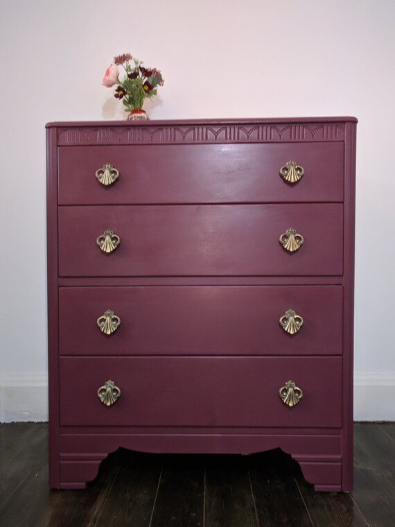 Art Deco Style Vintage Painted Chest Of Drawers Etsy