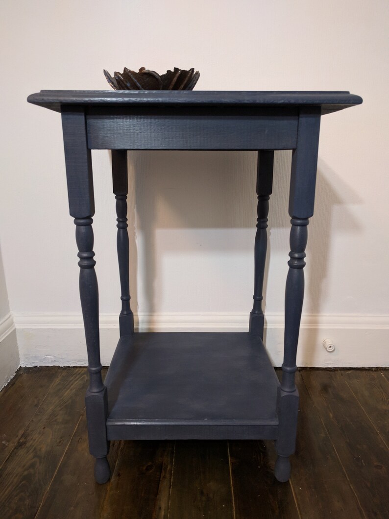 Vintage Painted Side Table With Shelf