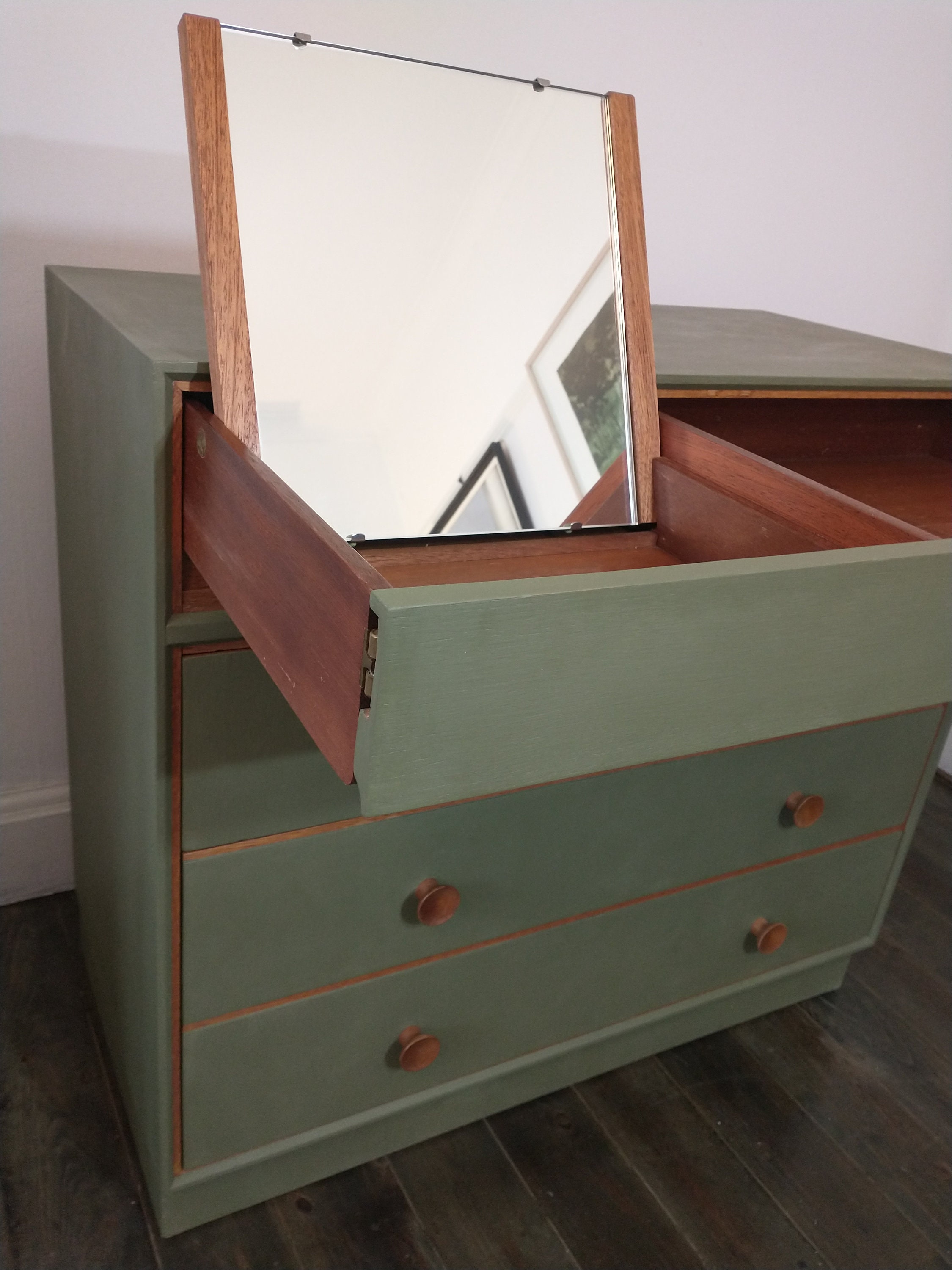 Painted Vintage Mid Century Modern Chest of Drawers/Vanity Etsy