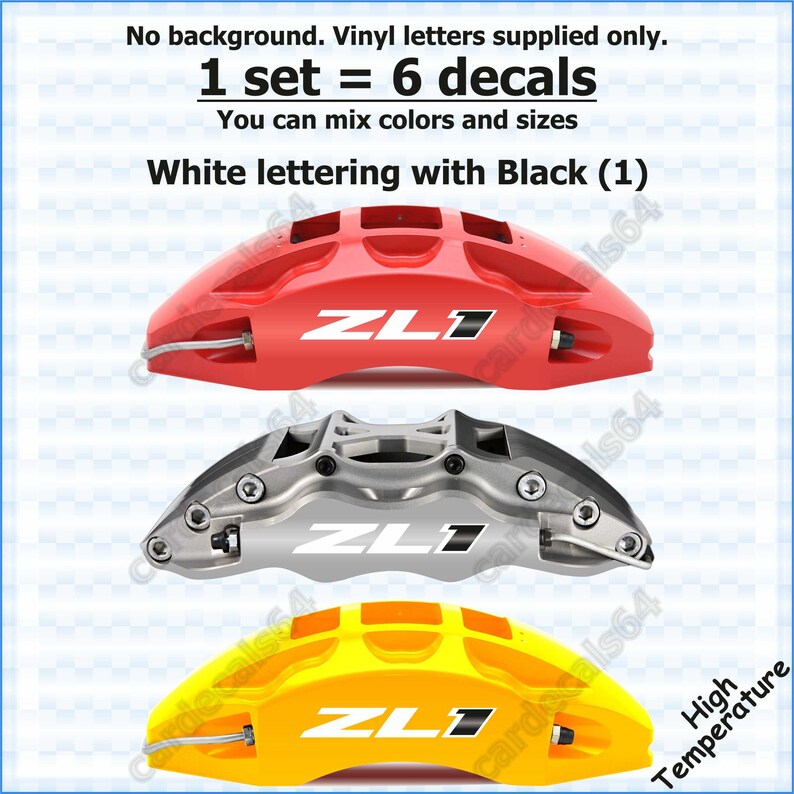 6 X Camaro ZL1 Chevrolet Brake Caliper Decal Sticker Vinyl Etsy