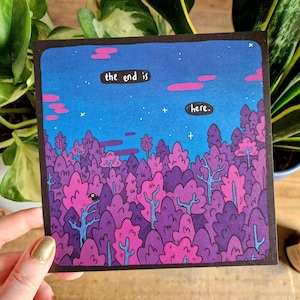 Phoebe Bridgers Inspired Art Print | &quot;the end is here&quot; I Know the End | Square Comic Illustration 15cm | Cool Quirky Gift Boygenius Fan Home