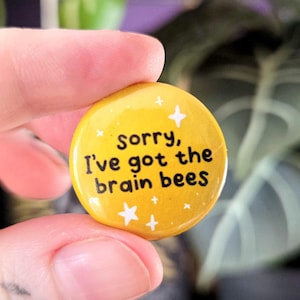BRAIN BEES Button Badge 25mm | Cute Alternative Pin Badge | Funny Neurodivergent Austic ADHD AuDHD Relateable Pin Badge