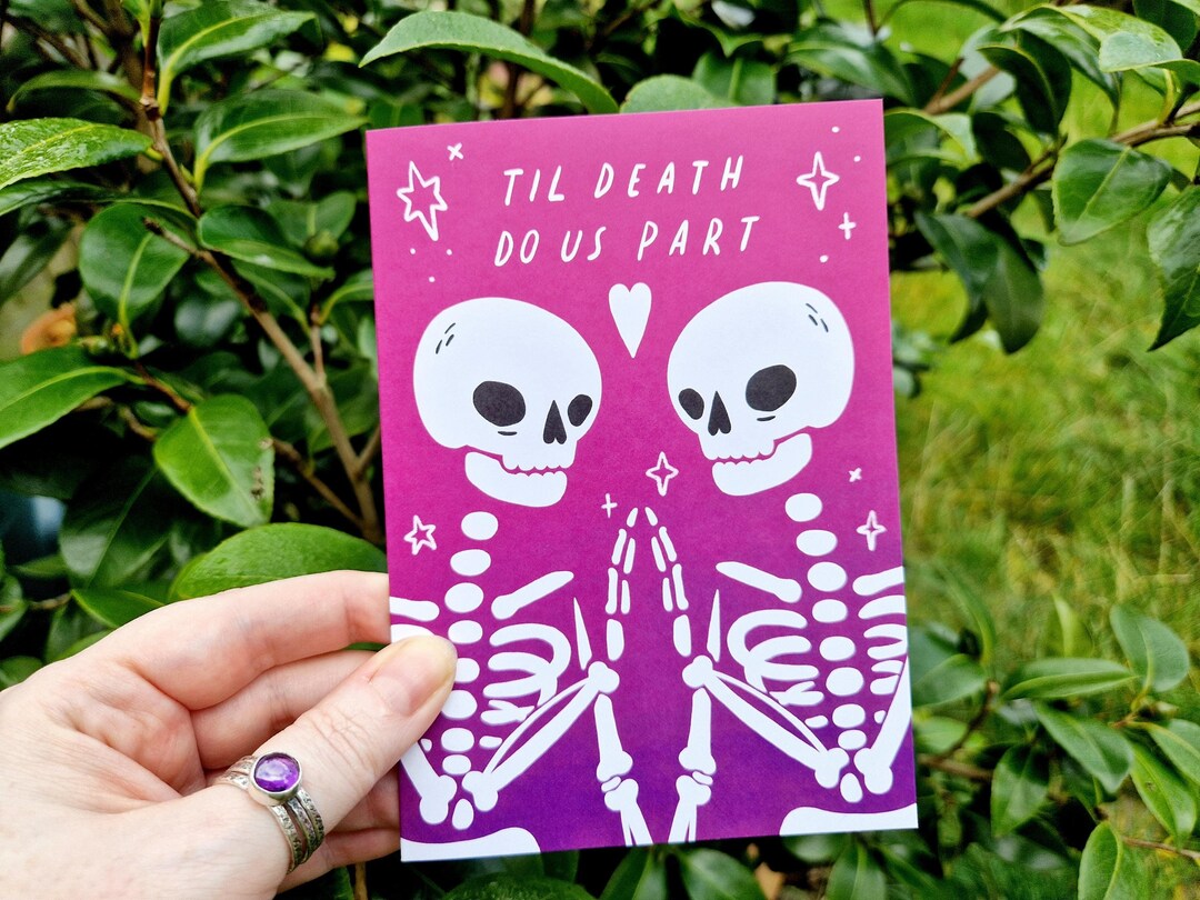 Skeleton Rose Couple Gothic Anniversary Card - Macabre Alternative 145 - View #4