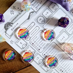 Inspiration Tokens Regenbogen | Schwuler Stolz | TTRPG D&D DnD Bardische Inspiration DM Dungeon Master | Acryl Inspiration Tracker Tokens mit Tasche