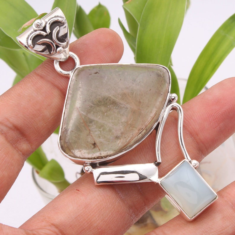 92.5 Sterling Silver Gem Stone Pendant Stone Pendant Gift for herhim Handmade Charm gift Designer Locket