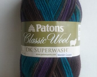 New /& Smoke Free Home Patons Classic Wool DK SUPERWASH Yarn in Welsh Coast