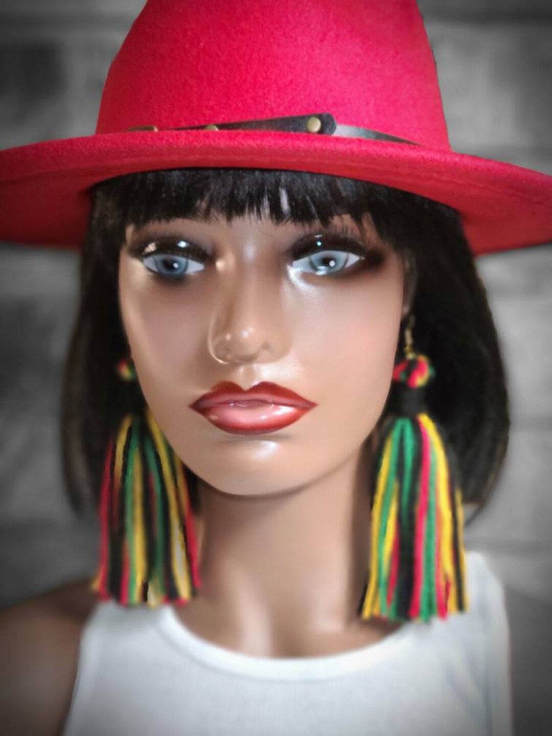 Tassel Large Earrings Rasta Black History Kwanzaa Yarn Tassels