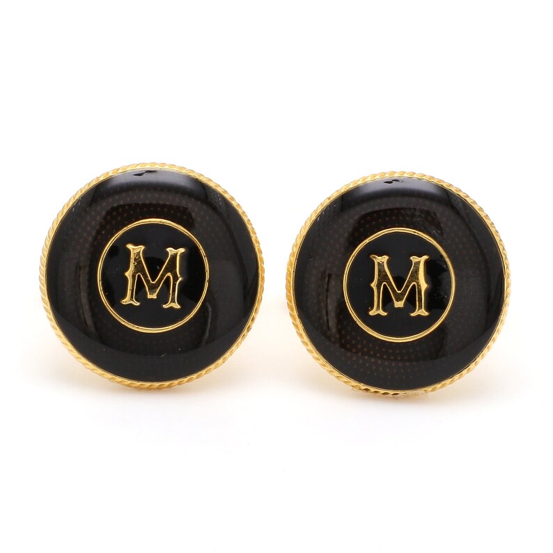 Smoky color with textured pattern. Ultra-versatile Personalized Alphabet cuffLink Pair in 925 Sterling Silver