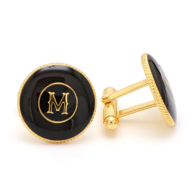 Smoky color with textured pattern. Ultra-versatile Personalized Alphabet cuffLink Pair in 925 Sterling Silver