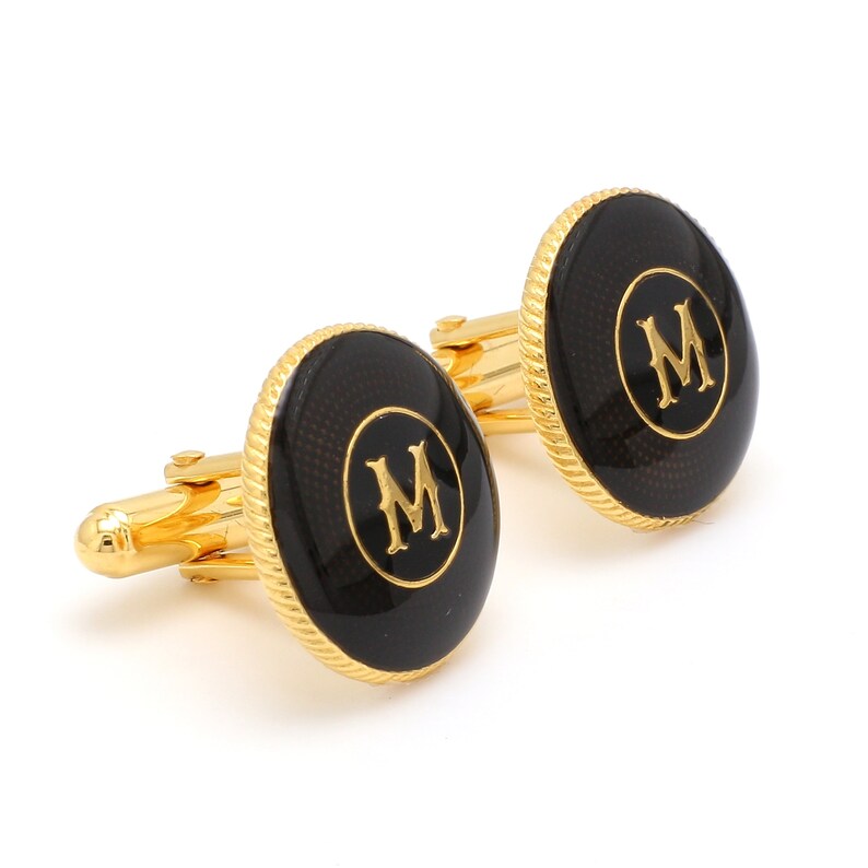 Smoky color with textured pattern. Ultra-versatile Personalized Alphabet cuffLink Pair in 925 Sterling Silver