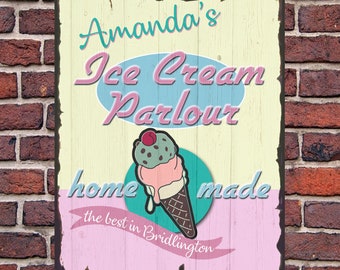 Picture Lynmouth Harbour Seaside Holiday Ice Cream Van Small Metal Tin Sign