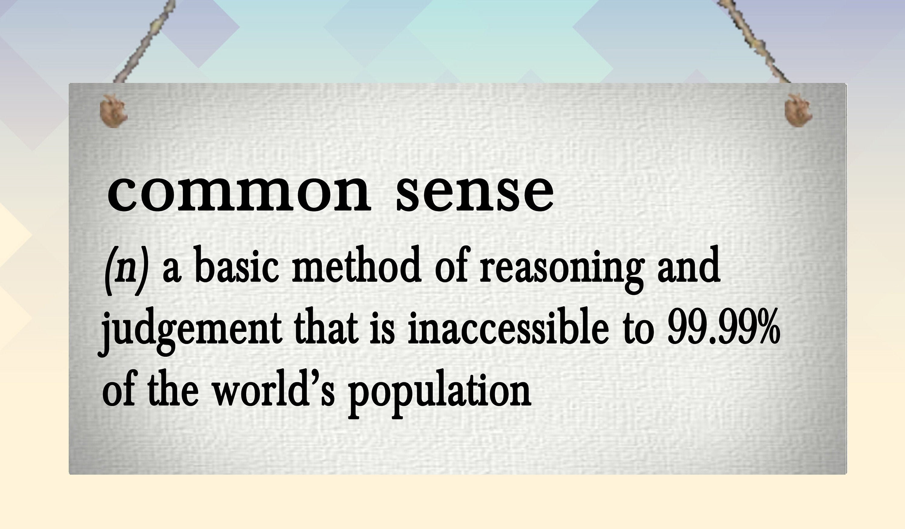 Common Sense Definition Funny Hanging Wall Plaque Gift Present Etsy