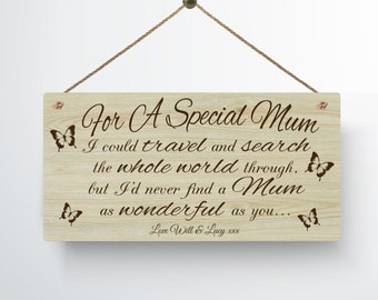 Personalised Special Mum Metal WoodGrain Effect Hanging Plaque Mother's Day Christmas Mummy Mother Mom