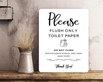 Metal Toilet Sign Bathroom Wall/Door Plaque Gift Please Only Flush Toilet Paper