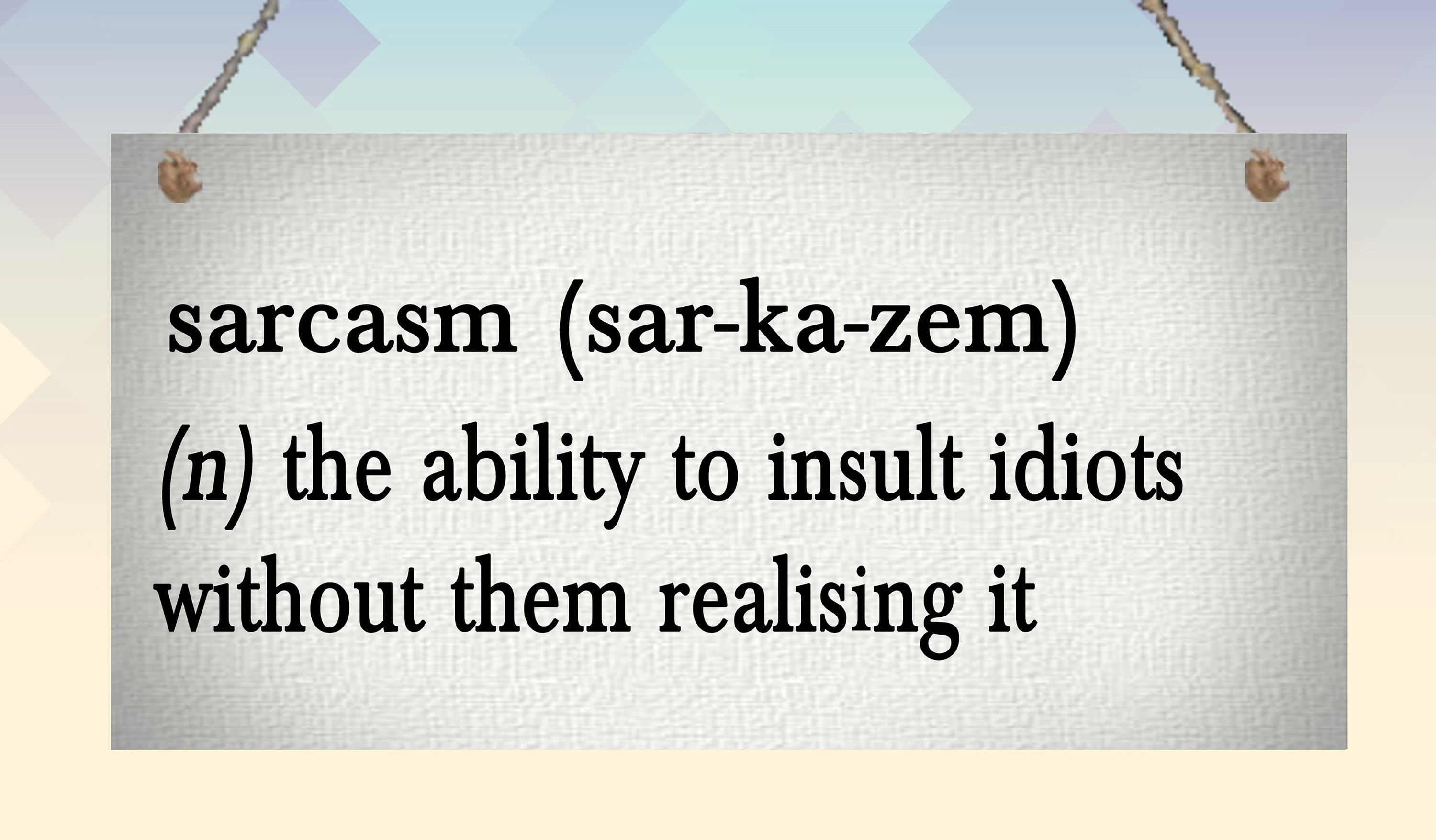 Sarcasm Definition Funny Hanging Wall Plaque Gift Present Etsy