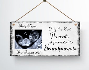 Personalised Grandparents Promoted Photo Hanging Wall Plaque Gift Present Birthday Christmas New Baby Scan