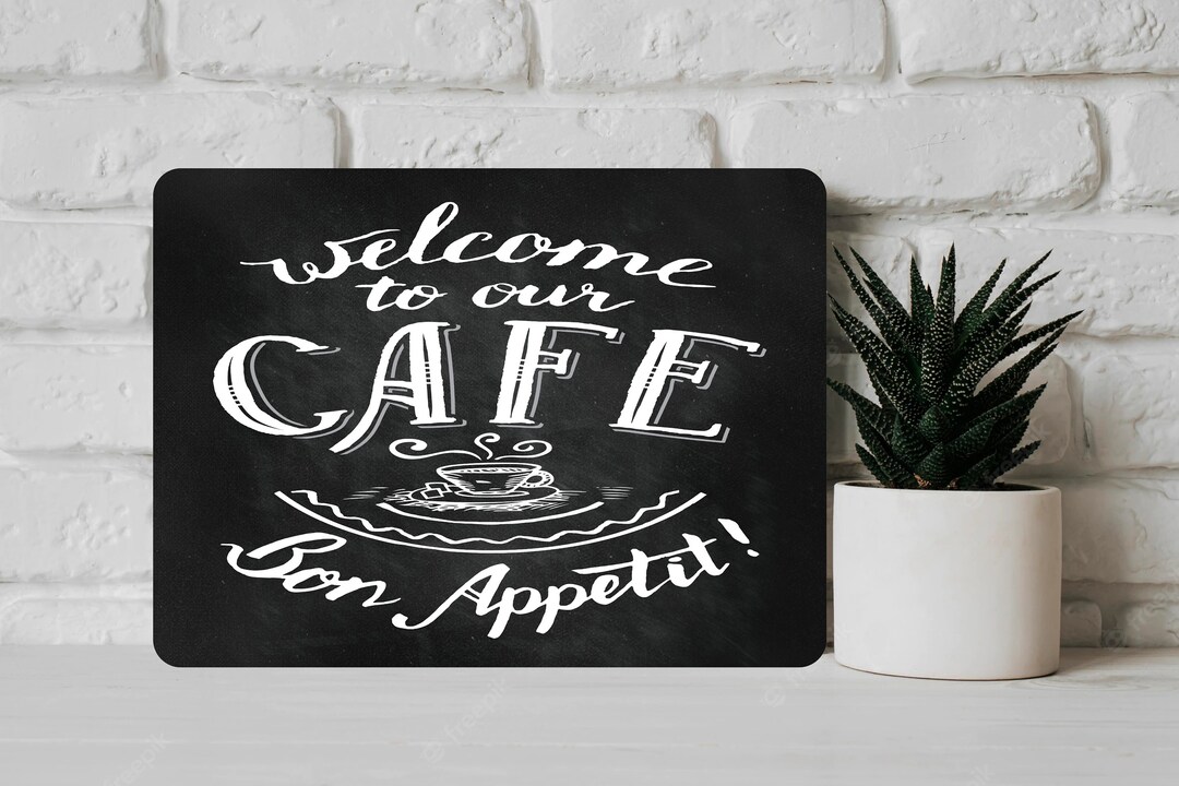Cafe Kitchen Metal Wall Sign Chalk Board Style Glossy Aluminium
