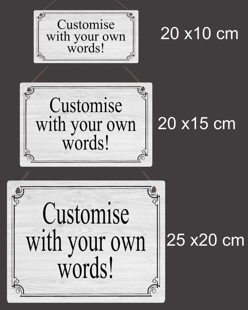 Personalised Metal Sign Hanging Plaque Gifts Custom Any Text Quotes Fun Gift Four Sizes Waterproof Indoor / Outdoor Sign image 8