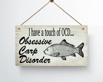 OCD Obsessive Carp Disorder Funny Metal Hanging Wall Plaque Gift Present Birthday Christmas