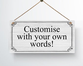 Personalised Metal Sign Hanging Plaque Gifts Custom Any Text Quotes Fun Gift Four Sizes Waterproof  Indoor / Outdoor Sign