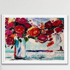 Pintura a óleo original de peônias rosas, arte original de peônia, arte de parede de peônia, flores, decoração de parede, arte de peônia, decoração de parede floral, pintura em tela
