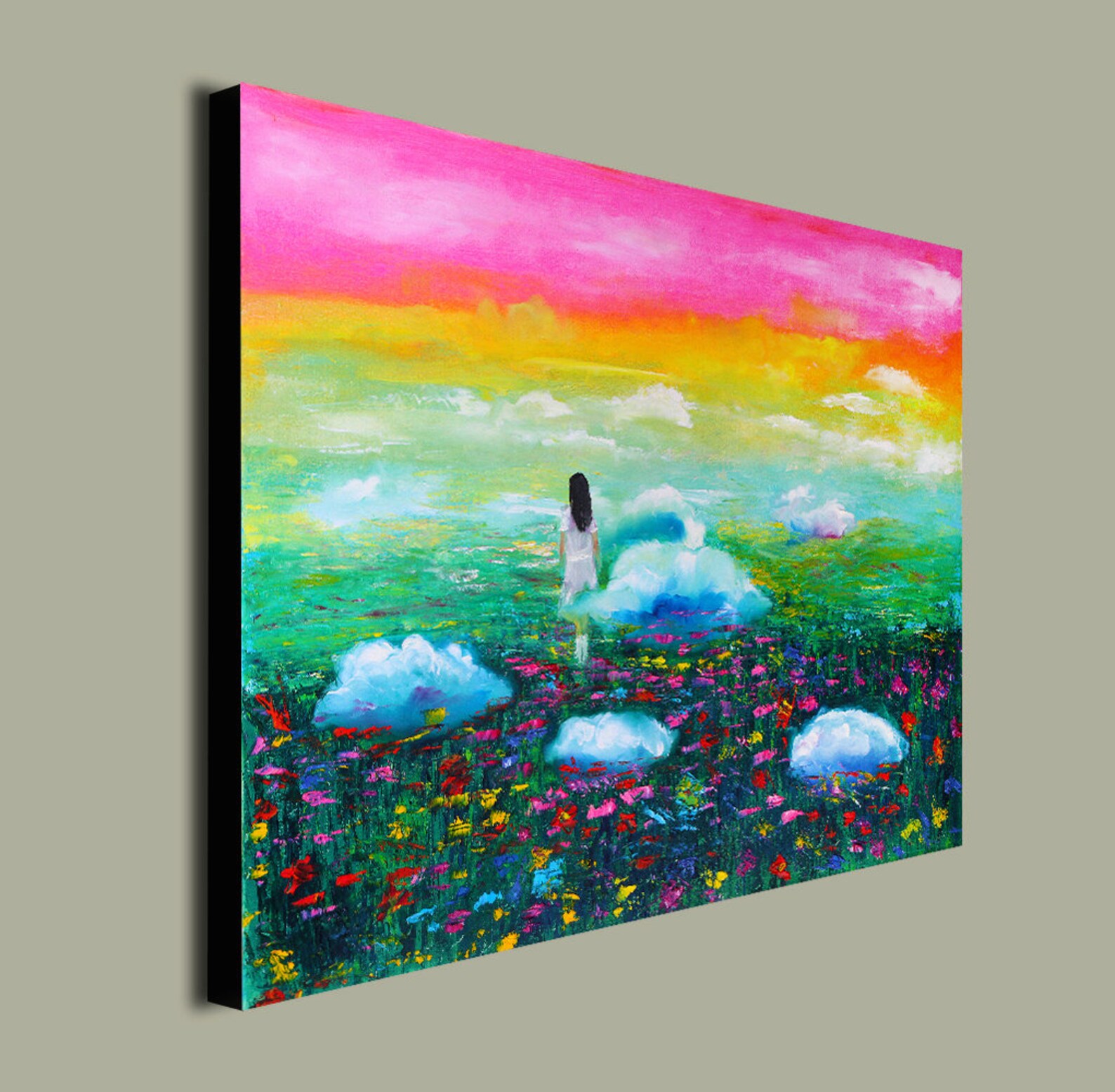 Textured Oil Art Yellow Grey Wall Art Flowers Still Life Oil Etsy