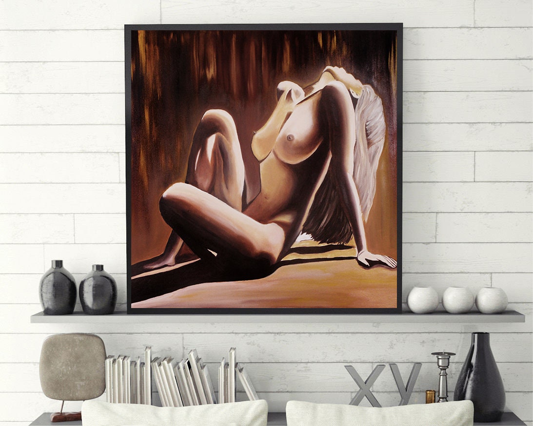 Original Brown Nude Print Black Woman Art Sexy Painting From Bedroom Art  Сhest Painting Boobs Female Body Wall Art Original Erotic Love - Etsy  Denmark