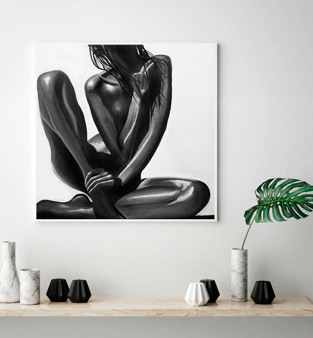 Dark Naked Art Original Nude Print Black Woman Art Black