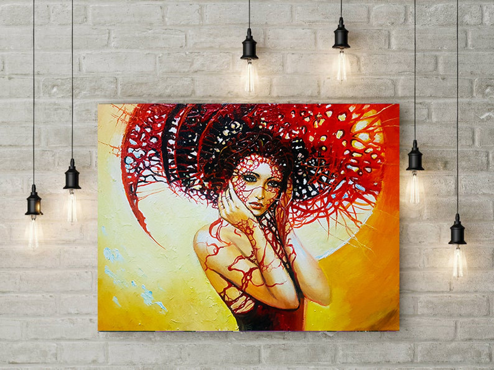 Woman in Red Painting Girl Nursery Decor Girls Wall Decor Etsy