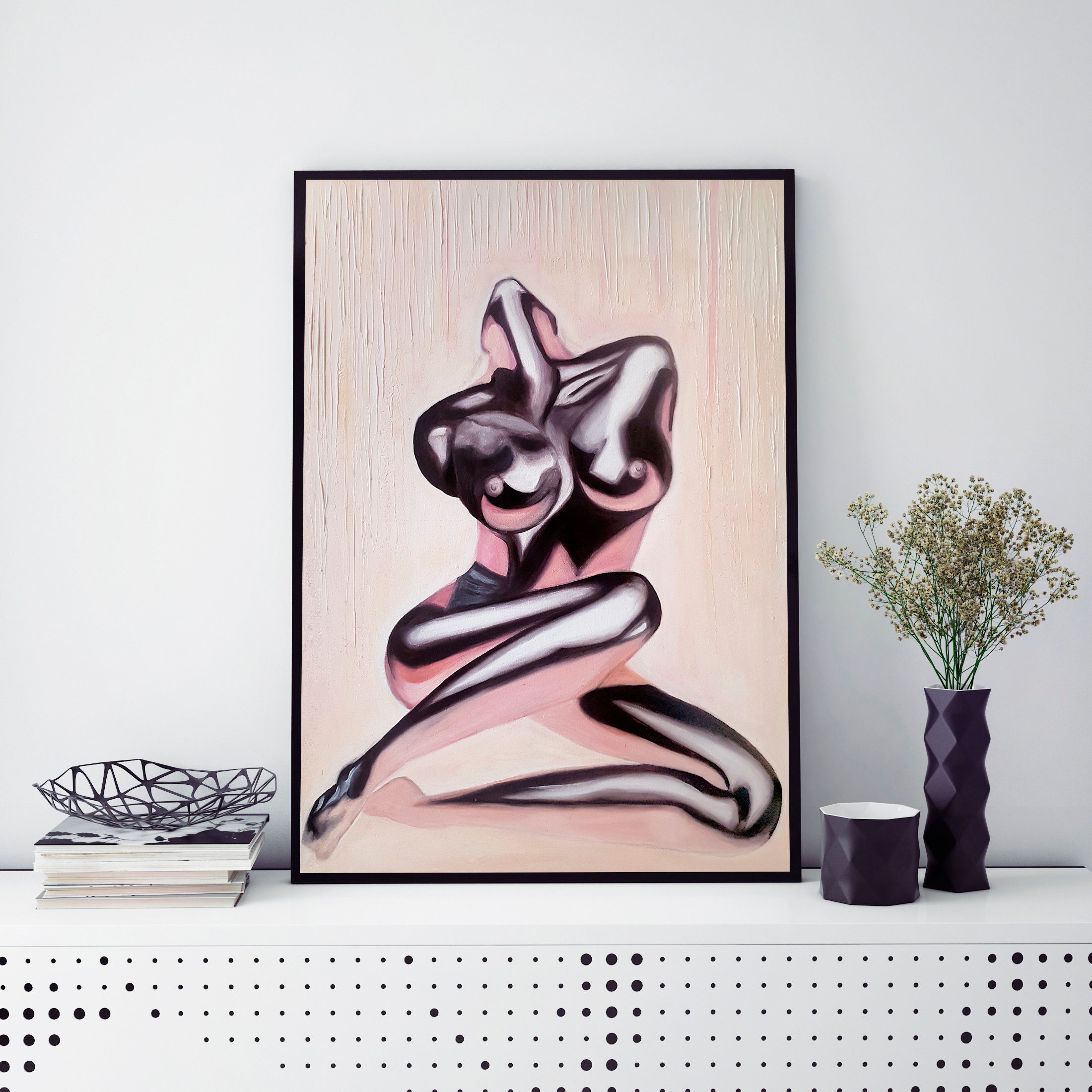 Erotic Nude Art Print Naked, Woman Poster, Sexy Female Canvas