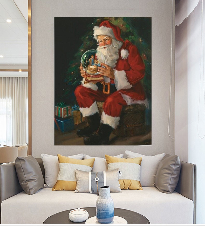 Santa Claus Original Oil Painting Christmas Painting Christmas - Etsy