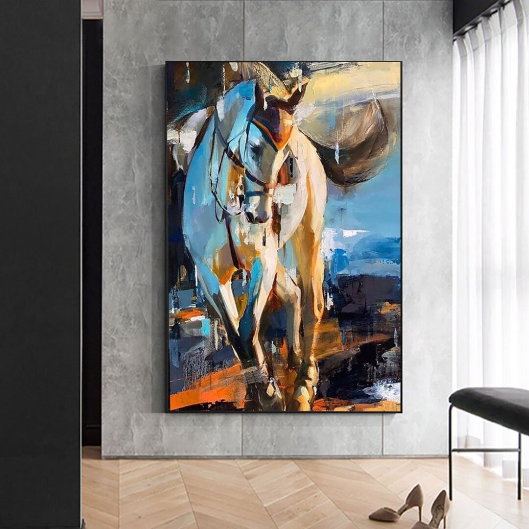Original Painting Horse Wall Art Abstract Horse Head Red Painting Large ...