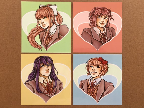 Doki Doki Literature Club Girls Mini Art Prints Forever Etsy Doki Doki Literature Club Girls Mini Art Prints Forever Etsy