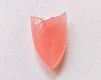 Pink Chalcedony Shield Briolette Carving: Jewelry Making (34x12x11 MM)