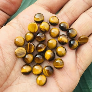 Natural Tiger's Eye Round Smooth Cabochon, Size 2MM To 20MM, Beautiful Tiger Eye Calibrated Cabochon For Pendant Jewelry Making
