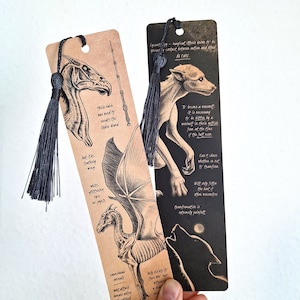 Double-Sided Bookmark "Enchanting Creatures 2" | Hand-Illustrated, Fantasy Sketchbook Style, 52x210mm with or without Tassel, Eco-Friendly