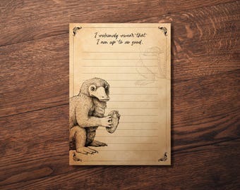 Notepad "Enchanting Creature 3" | A6 | 50 Sheets | “I Solemnly Swar That I Am Up To No Good” | Sustainable Writing Pad, Stationery Gift