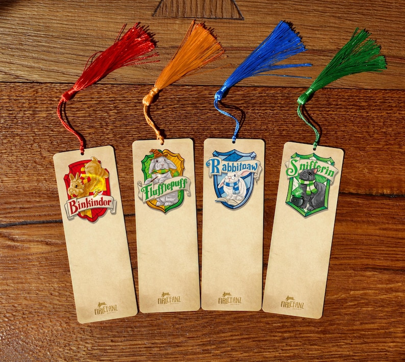 Enchanting Bunny Bookmark Set | Fantasy House Parody | Hand Illustrated, Eco Friendly | Optional Tassel image 1