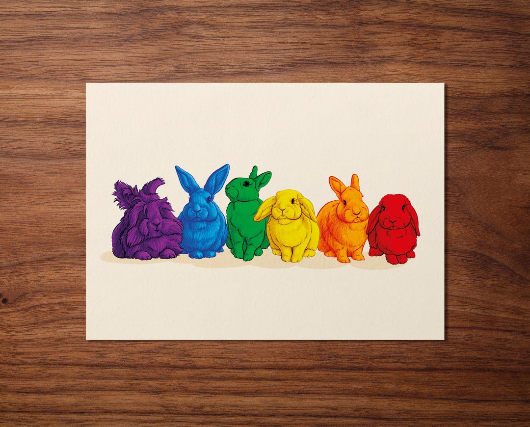 Pride Bunny Postcard A6 – LGBTQ+ Greeting Card on Recycled Paper | Cute ...