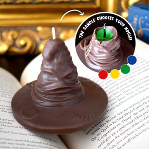 Sorting Hat Candle with Hidden House Color | Magical School Inspired Fantasy Candle | Surprise Gift for Fans, Vegan Coconut Wax Decor