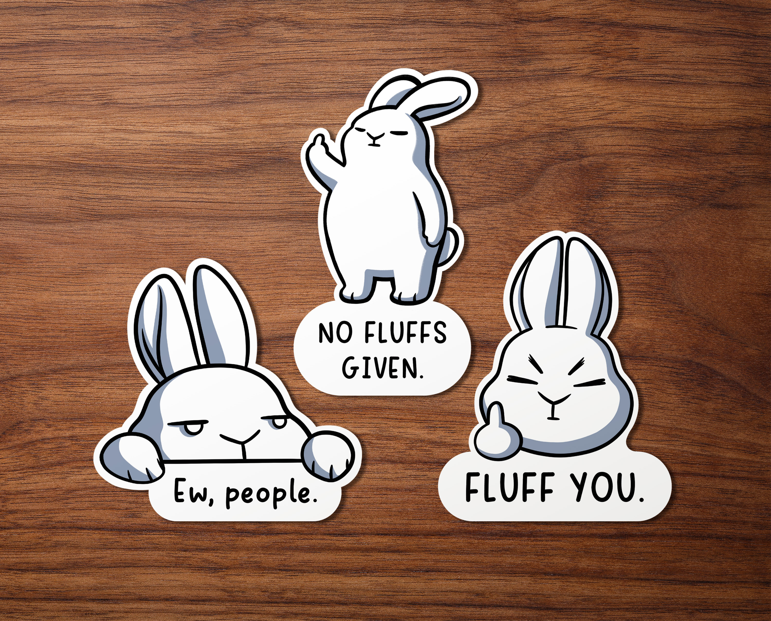 Bunny Stickers – Adult Life Edition | Funny Vinyl Stickers “ew