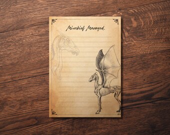 Notepad "Enchanting Creature 2" | A6 | 50 Sheets | Hand-Illustrated Design | “Mischief Managed” | Sustainable Writing Pad, Stationery Gift