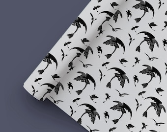 Dragon Gift Wrap | Nightfury / Toothless | 50x70cm | HTTYD Inspired