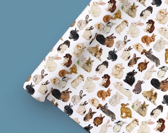 Bunny Gift Wrap | Cute Hand-Drawn Rabbits | 50x70cm | Eco-Friendly Wrapping Paper | Animal Lover Gift Wrap | Easter & Birthday Paper