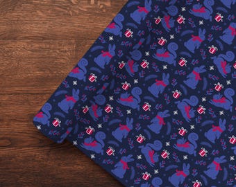 Winter Woodland Animals Wrapping Paper | 50x70cm | Hand-Illustrated Christmas Gift Wrap with Bunnies & Squirrels | Sustainable and Cute