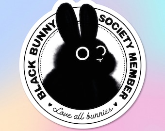 Sticker "Black Bunny Society" | Hand-Drawn Vinyl Decal