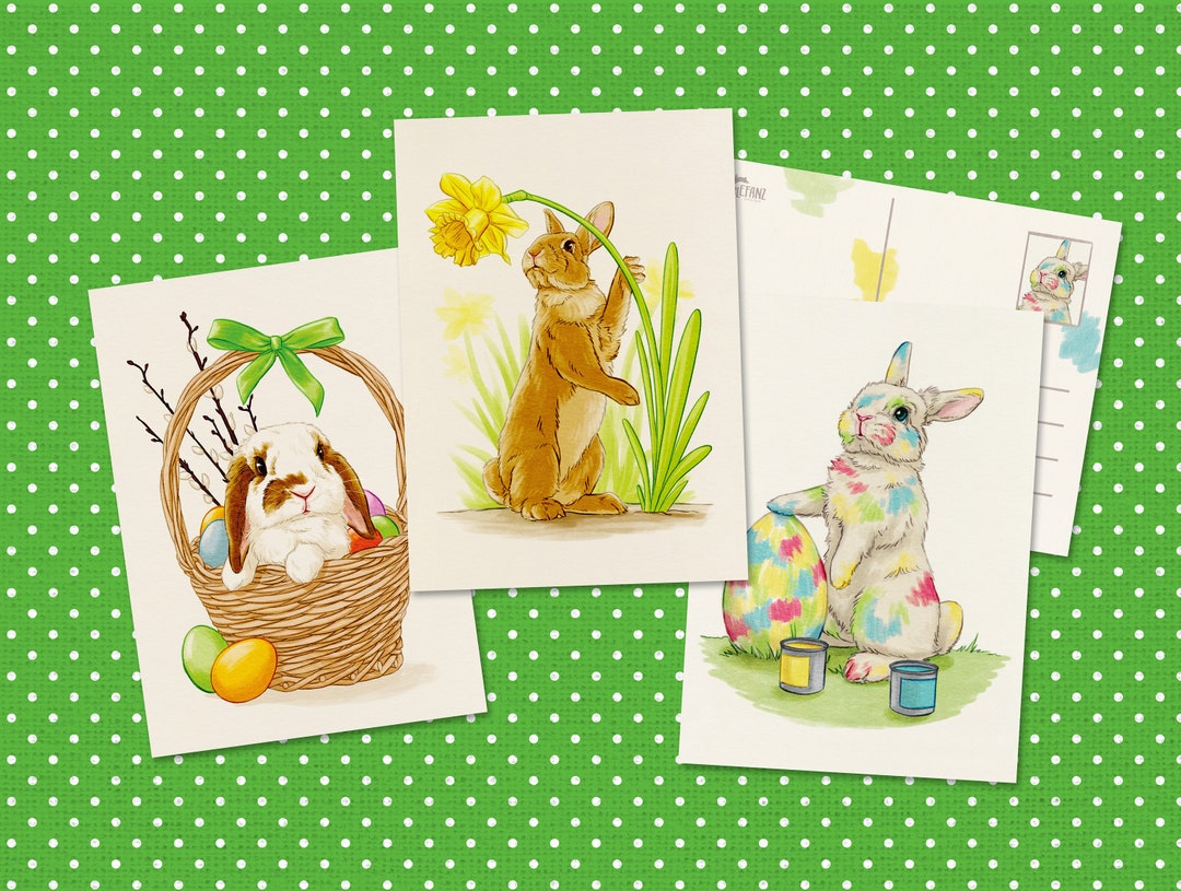Postkarten osterhasen DIN A6 - Etsy